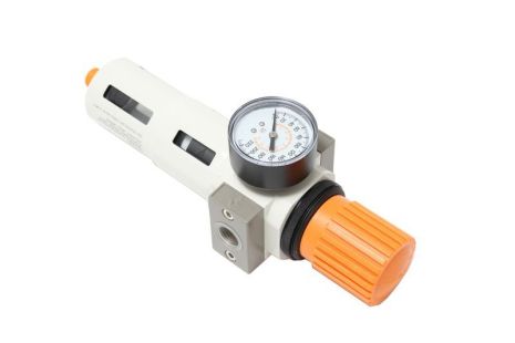 Фильтр-регулятор с индикатором давления для пневмосистемы "Profi" 3/8"(пропускная способность:2000 л/мин,16bar, температура воздуха: 0° до 60°,5мк) ROCKFORCE RF-702438
