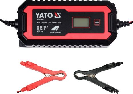 Зарядный сетевой прибор с LCD дисплеем 230В к аккумуляторам 6V-2А 12V-8А, макс. 240 AГод Yato YT-83001