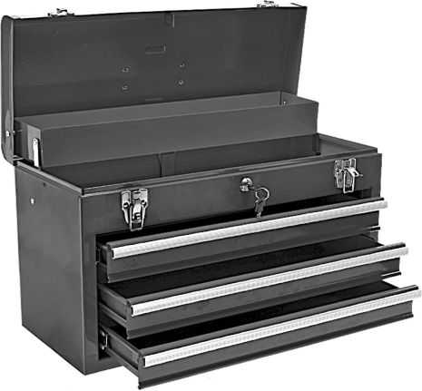 Ящик для инструмента 52 x 22 x 30 см, металлический, 3 выдвижных ящичка, масса 8.2 кг Topex 79R116