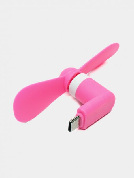 Мобильный вентилятор Type-C розовый, от телефона / повербанка / ноутбука и др.