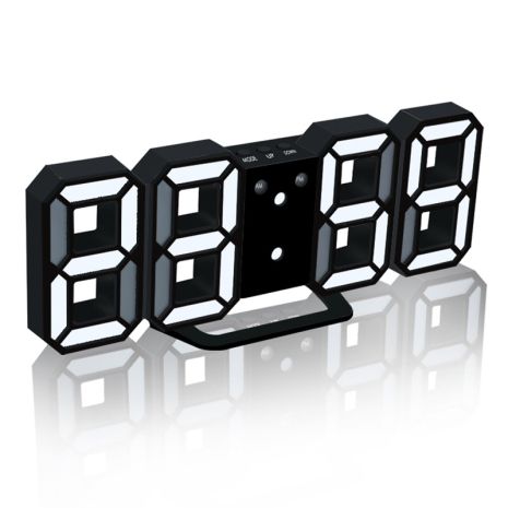 Годинники настінні / настільні електронні цифрові світильники світлодіодні чорний+білий (Пластик, LED) Best Time