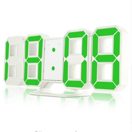 Часы настенные / настольные электронные цифровые светящиеля светодиодные белый+зеленый (Пластик, LED) Best