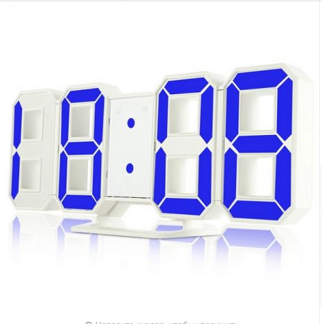 Годинники настінні / настільні електронні цифрові світильники світлодіодні білий+синій (Пластик, LED) Best Time