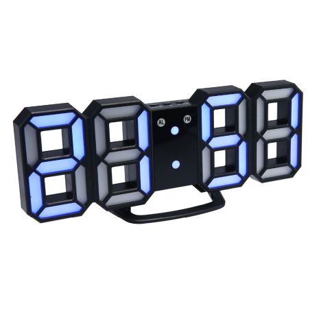 Часы настенные / настольные электронные цифровые светящиеля светодиодные черный+синий (Пластик, LED) Best Time