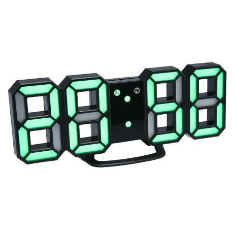 Часы настенные / настольные электронные цифровые светящиеля светодиодные черный+зеленый (Пластик, LED) Best