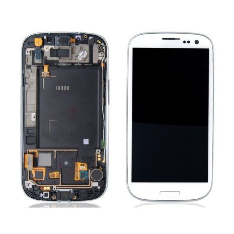 Дисплей (LCD) Samsung i9300 с сенсором белый TFT + рамка