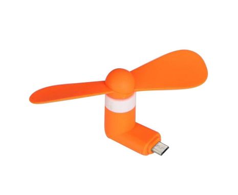 Мобильный вентилятор MicroUSB оранжевый, от телефона / повербанка / ноутбука и др.
