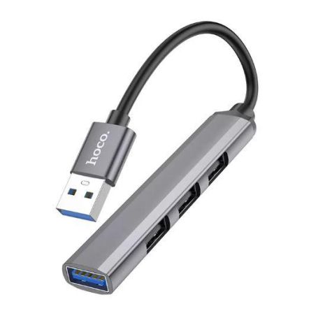 УДАЛИТЬ ДУБЛЬ USB Hub Hoco HB26 4 in 1 adapter(USB to USB3.0+USB2.0*3) Серый