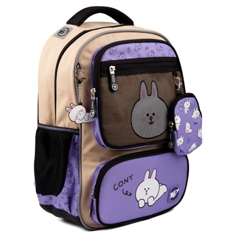 Шкільний рюкзак YES, одне відділення, фронтальні кишені, розмір: 43,5*30*15,5 см, бузково-бежевий Line Friends