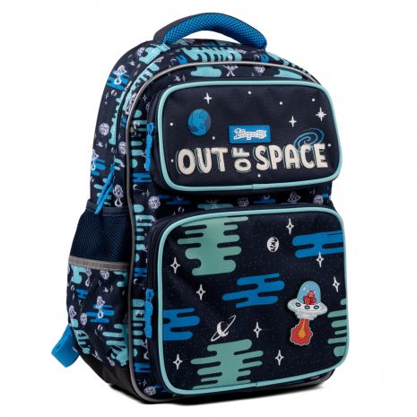 Шкільний рюкзак 1 вересня для хлопчика, одне відділення, фронтальні кишені, розмір 40*29*14см синій Out Of Space