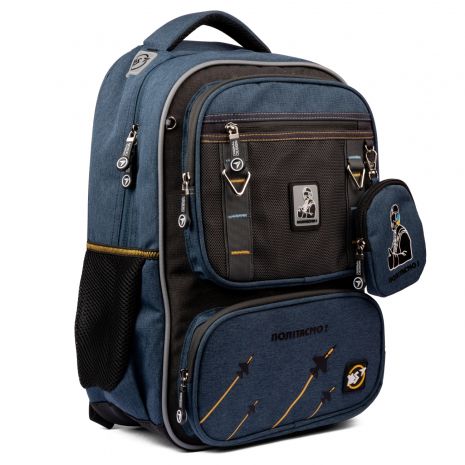 Шкільний рюкзак YES, одне відділення, три фронтальні кишені, розмір: 43,5*30*15,5 см, синій Sky Ghost
