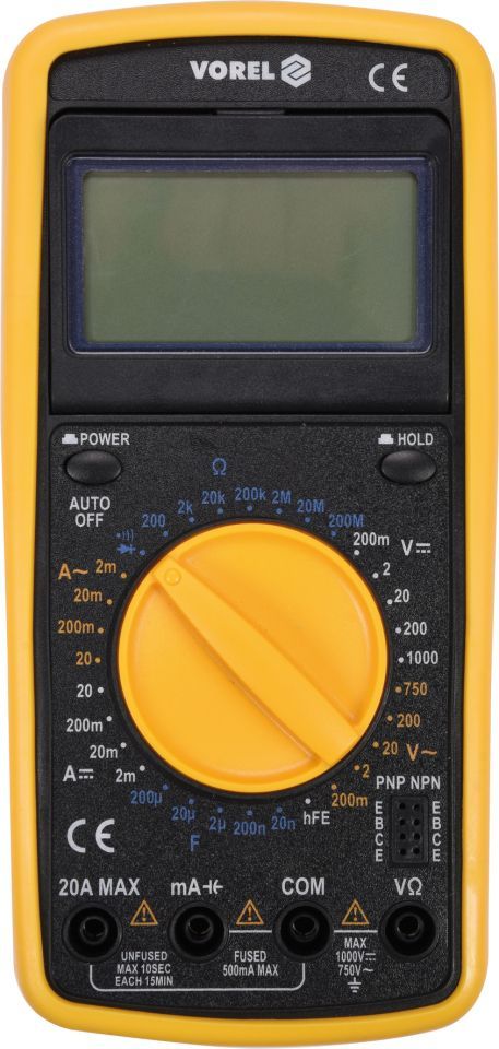 Мультиметр для измерения электрических параметров : цифровой с LCD-дисплеем Vorel 81775