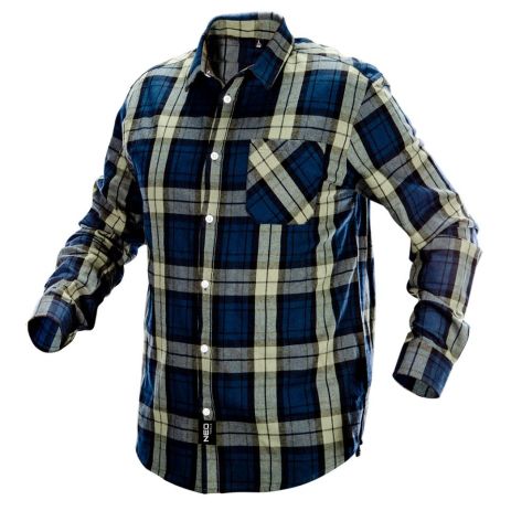 Фланелевая рубашка, оливково- синяя клетка, размер XXL NEO 81-541-XXL