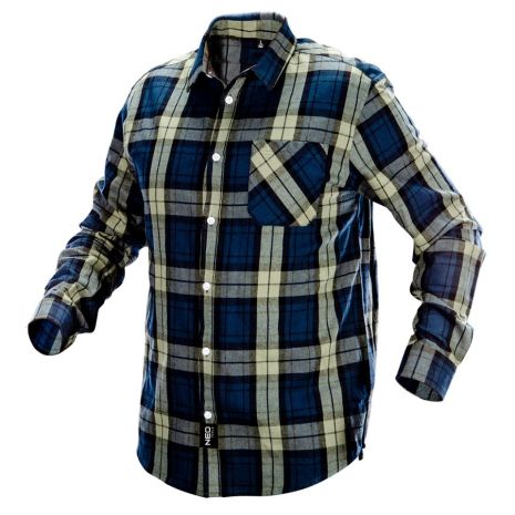 Фланелевая рубашка, оливково- синяя клетка, размер XL NEO 81-541-XL