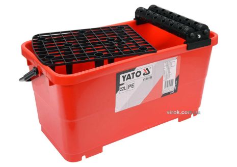 Ведро пластиковое с валами и решеткой для плиточных работ 22 л YaTo YT-54750
