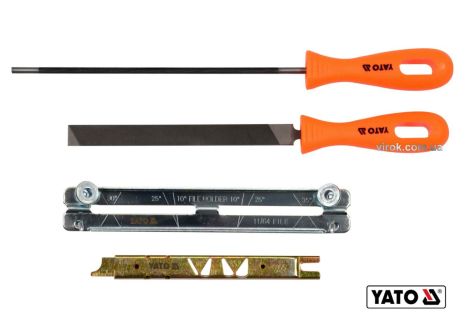 Набор для заточки цепей с напильником Ø4 мм 4 шт Yato YT-85040