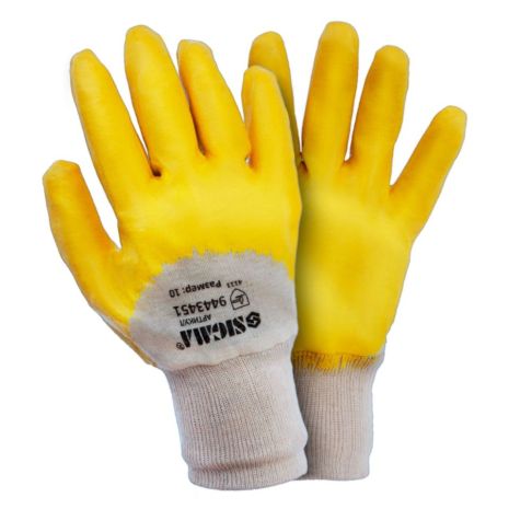 Рукавички трикотажні з нітриловим покриттям (жовті) Sigma 9443441