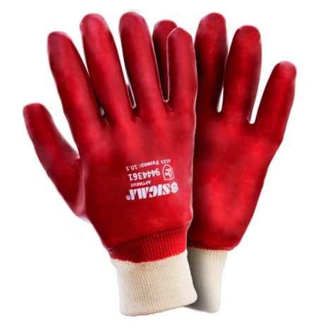 Перчатки трикотажные с ПВХ покрытием (красные манжет) Sigma 9444361