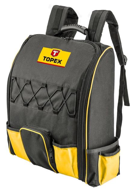 Рюкзак для инструмента Topex (арт. ) полиэстер, 7 наружных карманов, 25 внутренних карманов, ручка, регулируемые лямки, резиновые подставки. Topex 79R451
