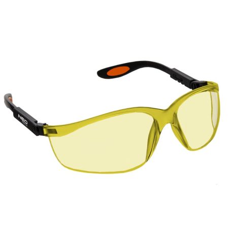 Защитные очки из поликарбоната, желтые линзы, нейлоновые дужки, регулировка длины и угла дужек, резиновые концы, стойкие к царапинам, CE NEO 97-501