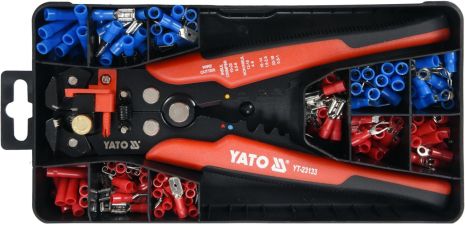 Клещи для обжатия и зачистки проводов 205 мм, 0,2- 6 мм², с наконечниками, 191 элем. Yato YT-23133