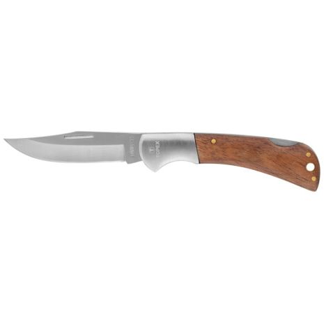Нож универсальный, лезвие 80 мм, складной, нержавеющее лезвие и корпус, фиксация лезвия, деревянные накладки Topex 98Z007