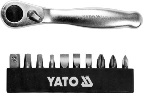Набор отверточных насадок с трещоткой 1/4" 25 мм 11 шт. Yato YT-14390