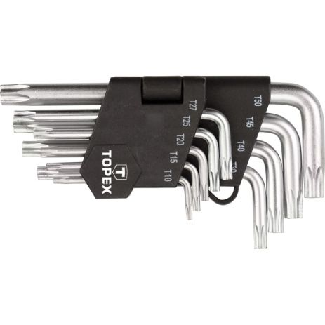 Ключи Torx T10-T50, набор 9 шт., короткие, сталь CrV Topex 35D960