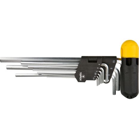 Ключи шестигранные 1.5-10 мм, набор 9 шт., с рукояткой, сталь CrV Topex 35D962
