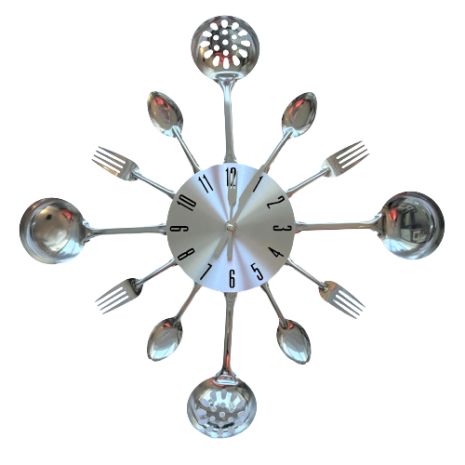 Настінні годинники на кухню "Ложки-вилки" столові прилади (40 см) металеві ЛВ-Мет-S-40 Timelike™ сріблясті