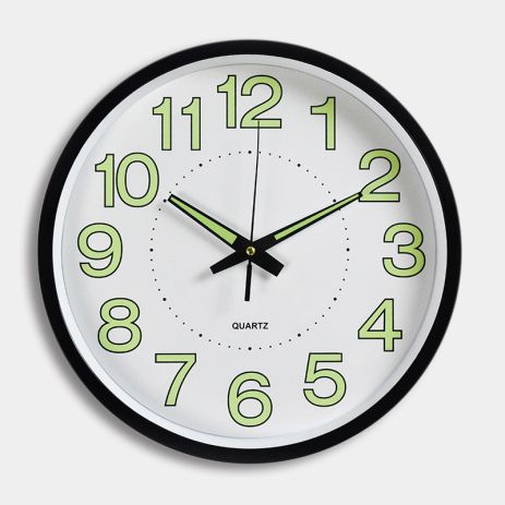 Фосфорний настінний годинник Світиться (30 см) Timelike™ Ph-01-S чорний