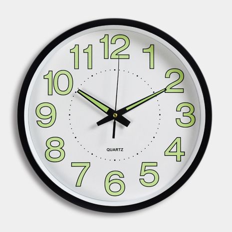 Фосфорний настінний годинник Світиться Круглий (30 см) Timelike™ Ph-01-W чорний