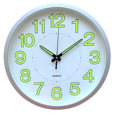 Фосфорные настенные часы Светящиеся (30 см) Timelike™ Ph-01-S серебристые