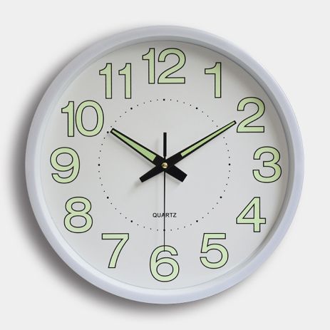 Фосфорний настінний годинник Світиться Круглий (30 см) Timelike™ Ph-01-B білий