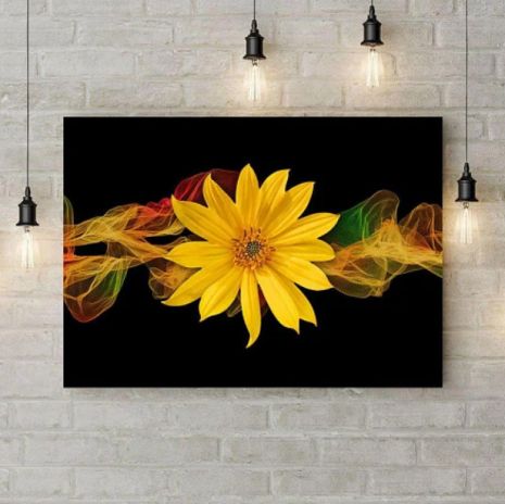 Картина на холсте "Жёлтый цветок и мечты" печать 40х40см