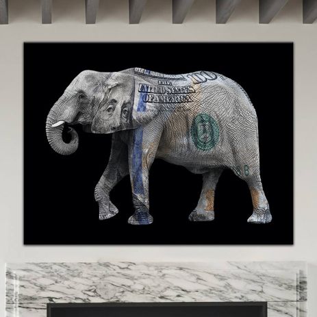 Картина на холсте "Денежный слон" печать 60х80см