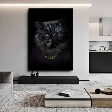 Картина на холсте "Стильный кот" печать 50х50см