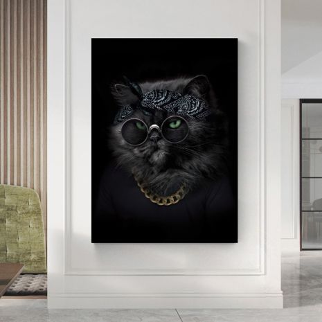 Картина на холсте "Стильный кот" печать 40х60см