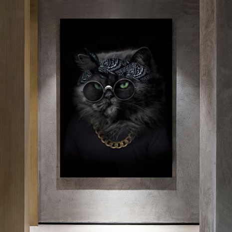 Картина на холсте "Стильный кот" печать 80х120см