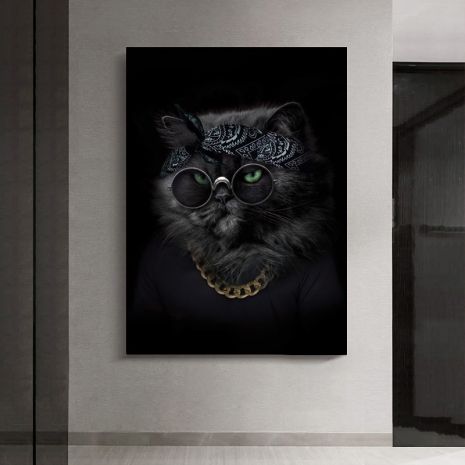 Картина на холсте "Стильный кот" печать 70х100см