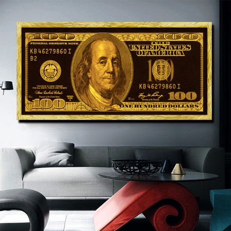 Картина на холсте "Золотой доллар" печать 70х70см