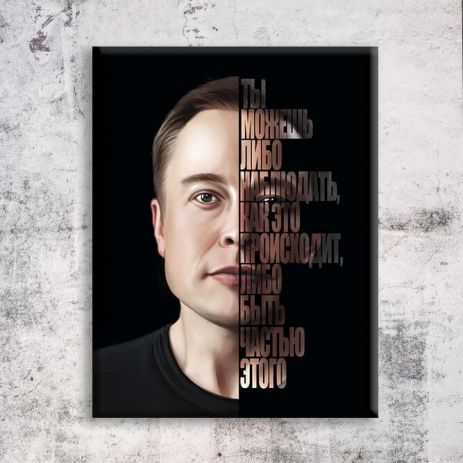 Картина на холсте "Цитаты И.Маск" печать 50х50см
