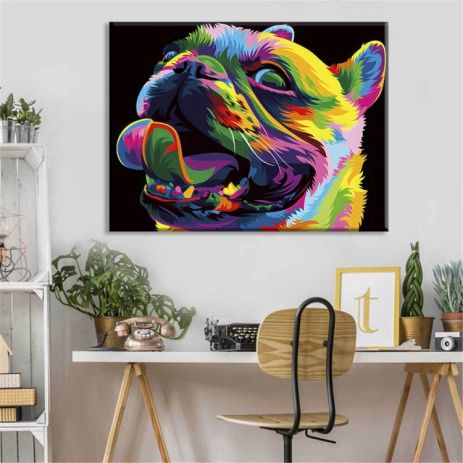 Картина на холсте "Разноцветный пес" печать 70х70см