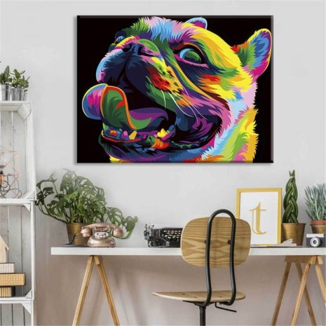 Картина на холсте "Разноцветный пес" печать 40х60см