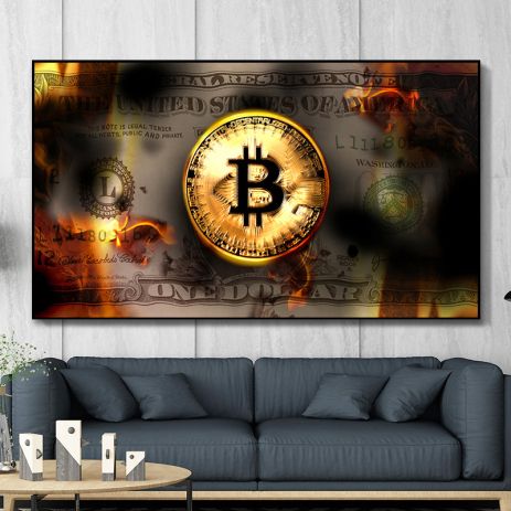 Картина на полотні "Bitcoin" друк 30х50см