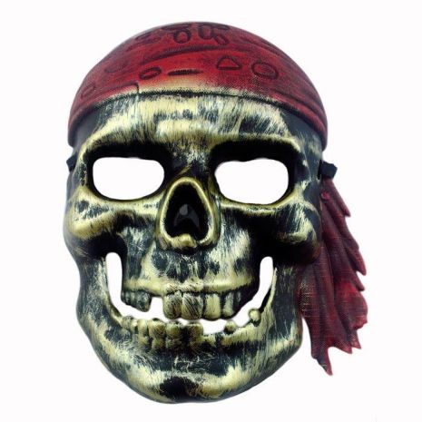 Карнавальная маска Череп Пирата Золотой