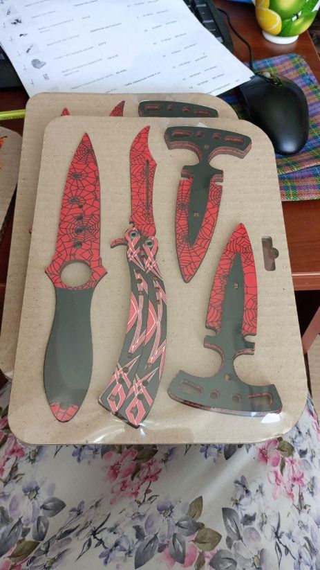 Набор ножей 4 шт дерево в ассортименте Красный