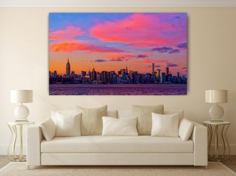 Картина на холсте "Городской закат" печать 50х70см