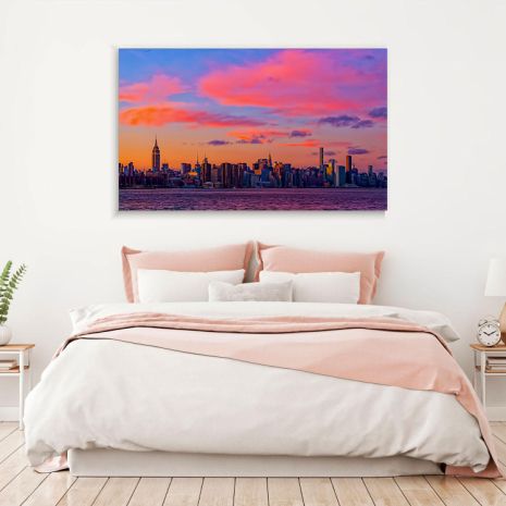 Картина на холсте "Городской закат" печать 60х90см