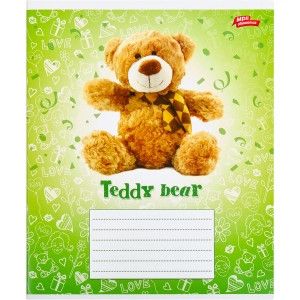 Тетрадь 12 листов линия "Teddy Bear" зеленая